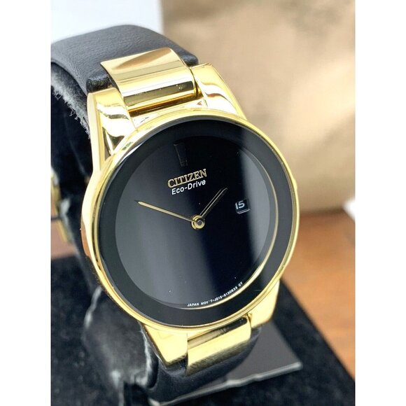 Citizen Women's Watch Eco-Drive Axiom GA1052-04E Gold Tone Case Black Dial 30mm - Picture 12 of 13